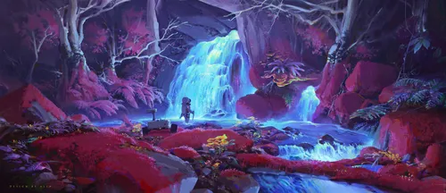 astronaut-with-rover-at-space-waterfall