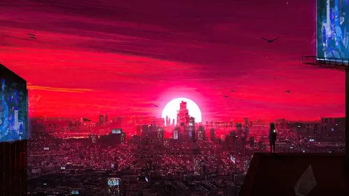 red-sun-over-city